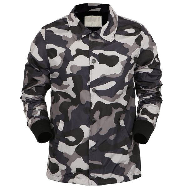 Men’s classic coach jacket with snap button front and collar