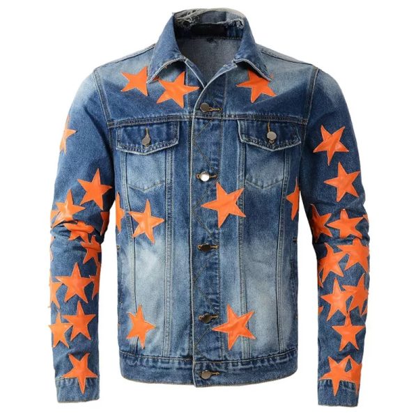 Classic blue denim jacket with button front and chest pockets