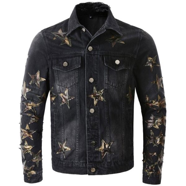 Classic blue denim jacket with button front and chest pockets