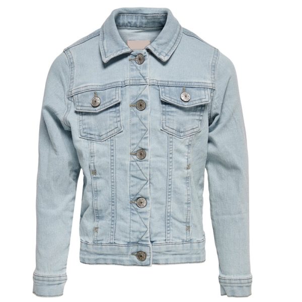 Classic blue denim jacket with button front and chest pockets