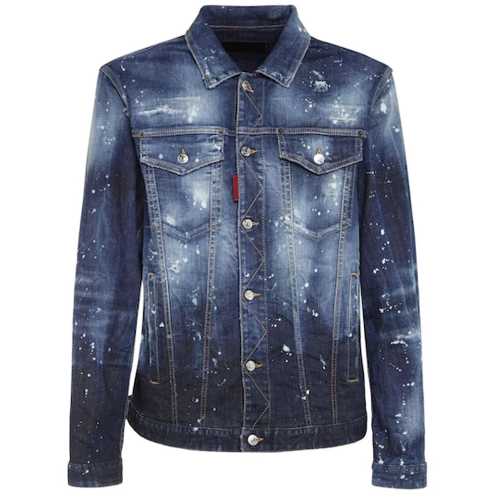 Classic blue denim jacket with button front and chest pockets