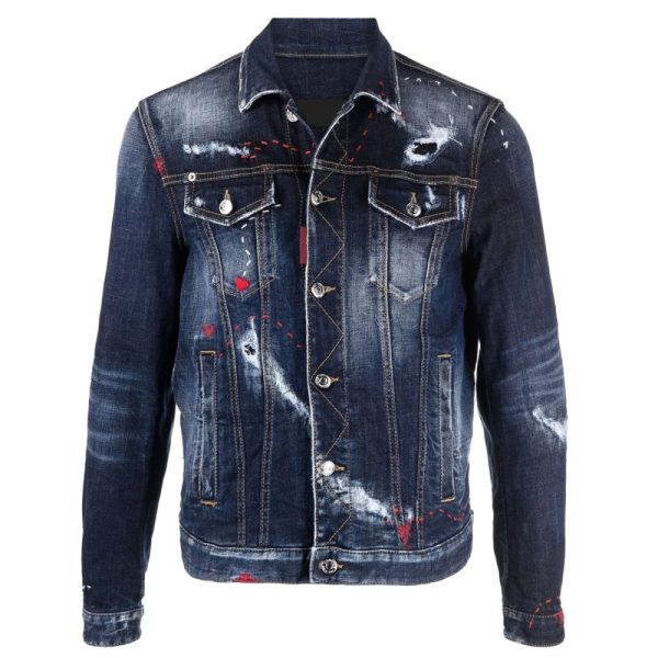 Classic blue denim jacket with button front and chest pockets