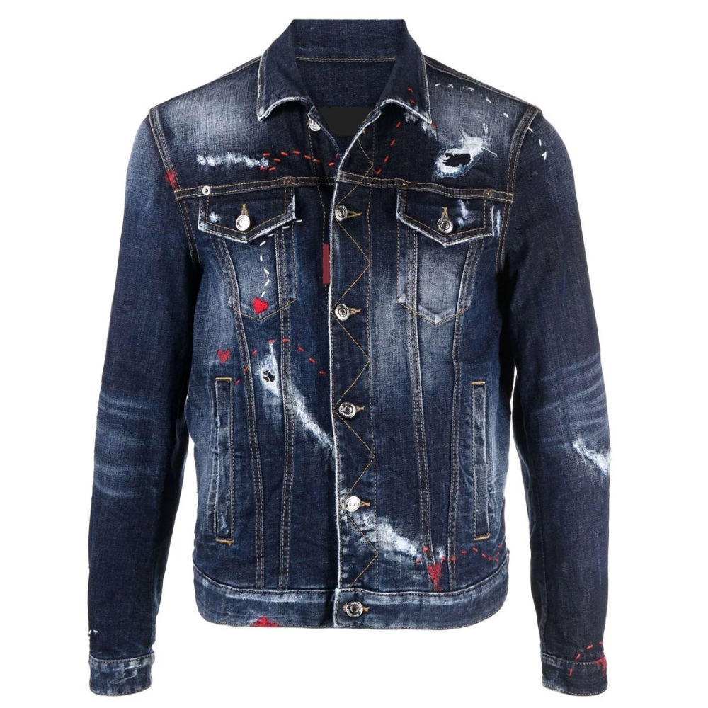 Classic blue denim jacket with button front and chest pockets