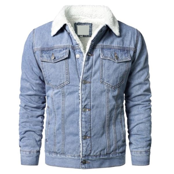 Classic blue denim jacket with button front and chest pockets