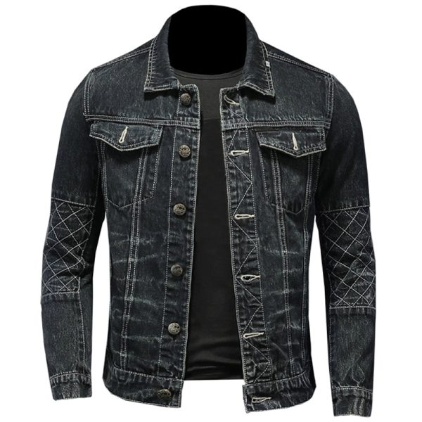 Classic blue denim jacket with button front and chest pockets
