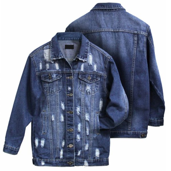 Classic blue denim jacket with button front and chest pockets