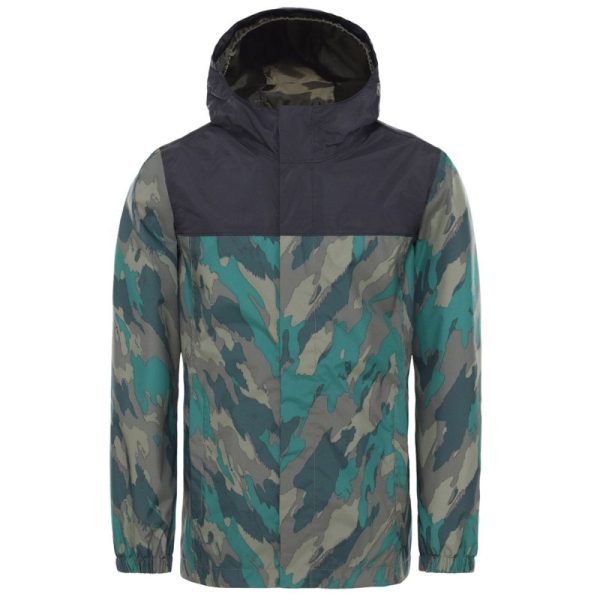 Men’s waterproof rain jacket with adjustable hood and zipper front