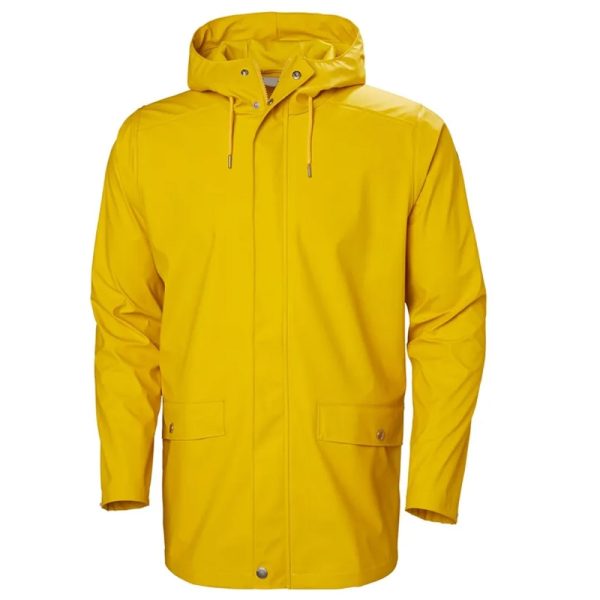 Men’s waterproof rain jacket with adjustable hood and zipper front