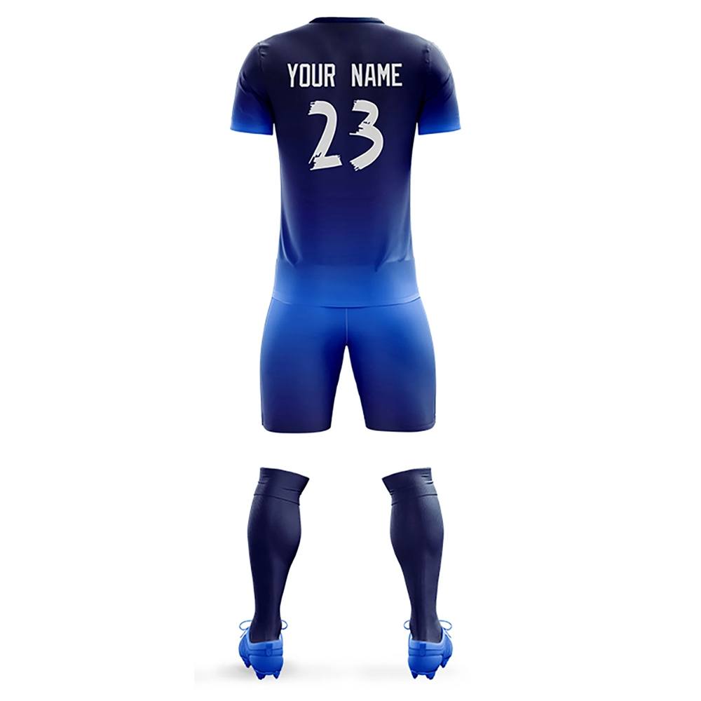 Blue Color Half Sleeve Custom Adult Soccer Boys Football Kit Women Sports Training Wear O Neck Style Soccer Uniforms - Image 3