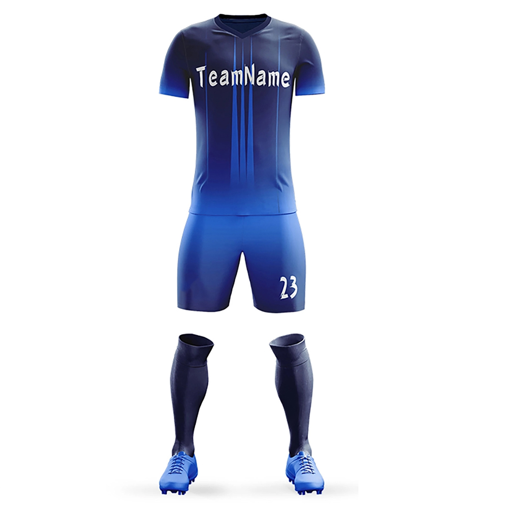 Blue Color Half Sleeve Custom Adult Soccer Boys Football Kit Women Sports Training Wear O Neck Style Soccer Uniforms - Image 2