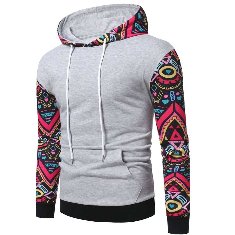 Men’s polyester sublimation hoodie with drawstring hood and pocket