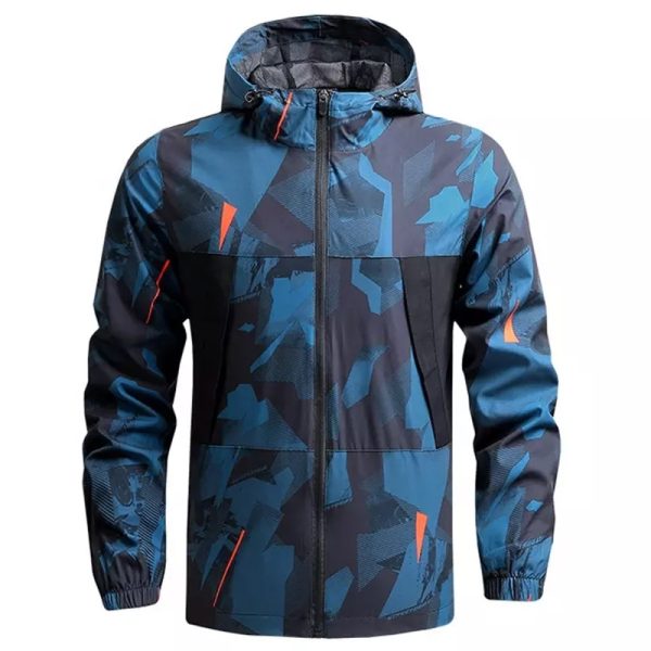 Men’s lightweight windbreaker jacket with zipper front and hood