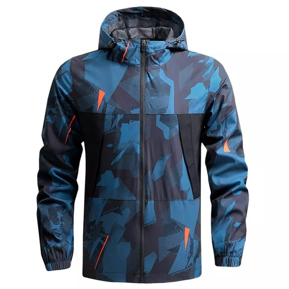 Men’s lightweight windbreaker jacket with zipper front and hood