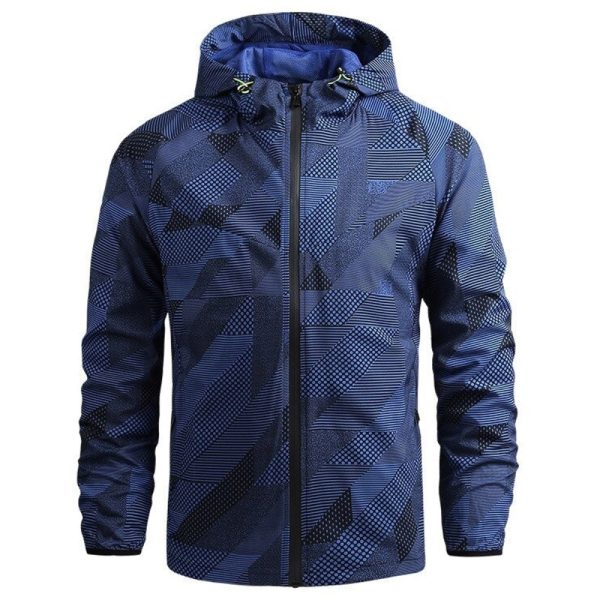 Men’s lightweight windbreaker jacket with zipper front and hood