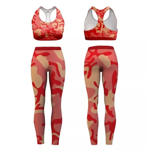 Fitness yoga set with crop top and high-waisted leggings in pastel pink