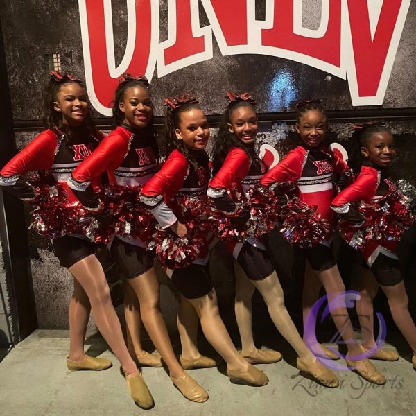 Team cheerleading set for competition and practice"