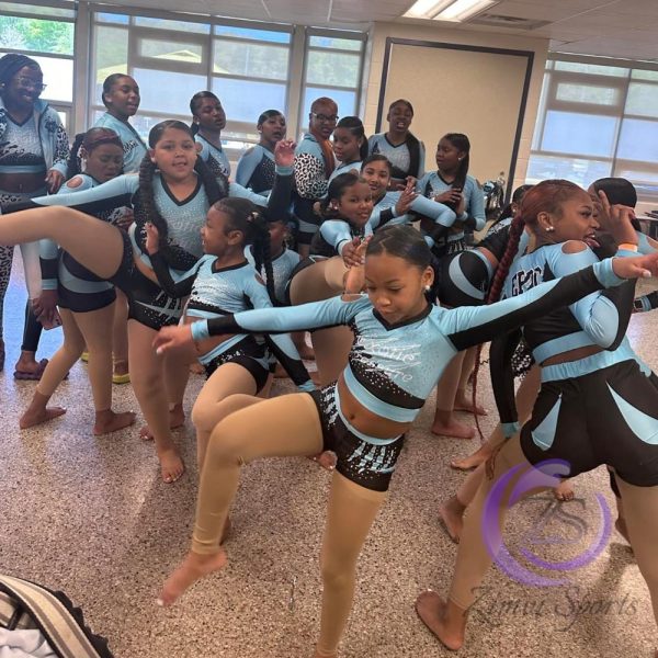 Team cheerleading set for competition and practice"