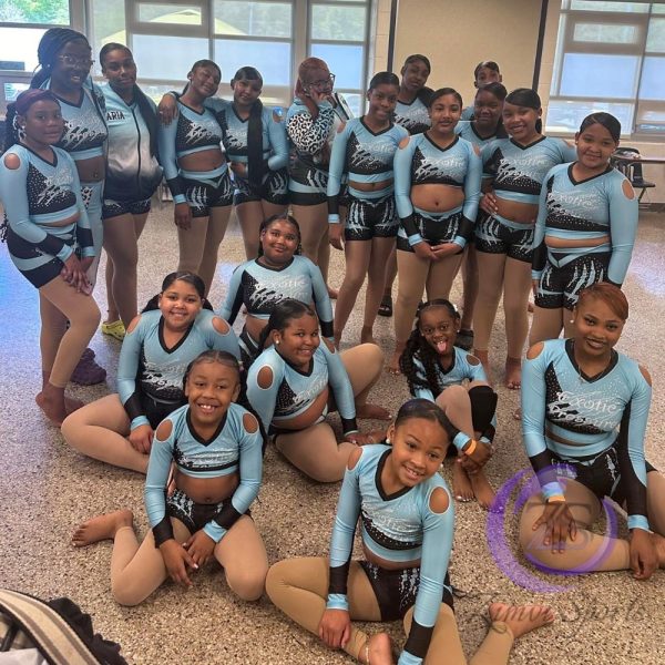 Team cheerleading set for competition and practice"