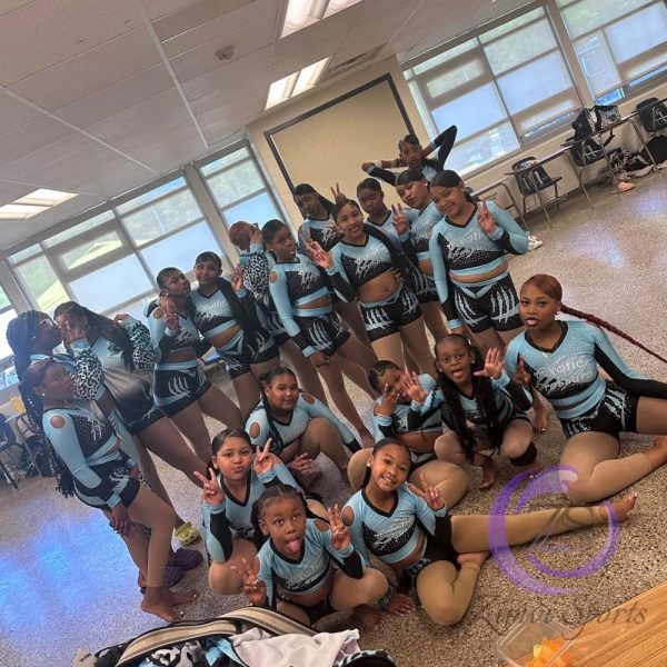 Team cheerleading set for competition and practice"