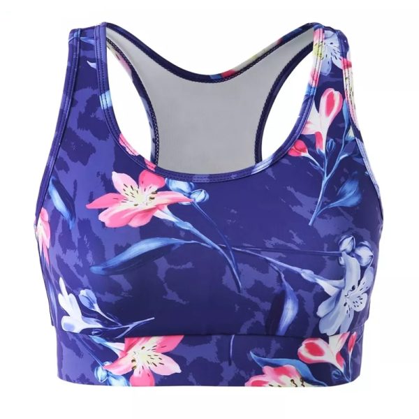 Stylish cross-back gym bra for yoga and fitness training.