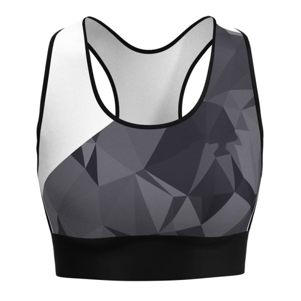 Stylish cross-back gym bra for yoga and fitness training.
