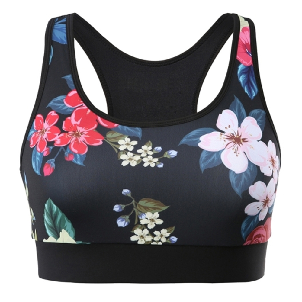 Stylish cross-back gym bra for yoga and fitness training.