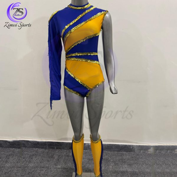 Majorette uniform for women with sequins and metallic details for parade performance