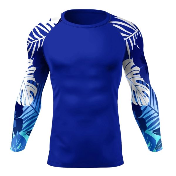 Compression fit rash guard for MMA, surfing, and water sports.