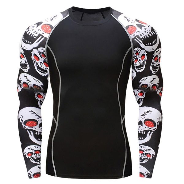 Compression fit rash guard for MMA, surfing, and water sports.