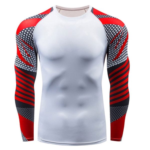 Compression fit rash guard for MMA, surfing, and water sports.