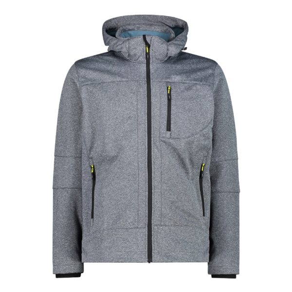 Lightweight windproof soft shell jacket with hood for men