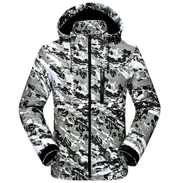 Lightweight windproof soft shell jacket with hood for men
