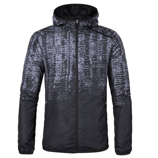 Lightweight windproof soft shell jacket with hood for men