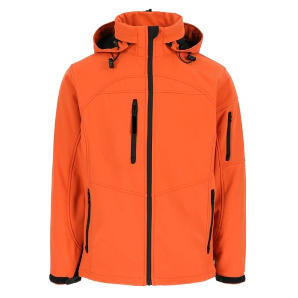 Lightweight windproof soft shell jacket with hood for men