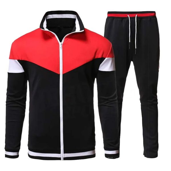 Men’s black fitness tracksuit with zip-up jacket and jogger pants