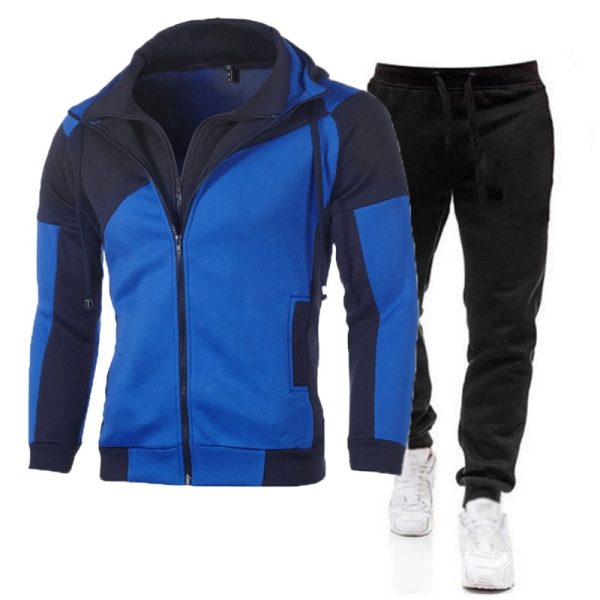 Men’s black fitness tracksuit with zip-up jacket and jogger pants