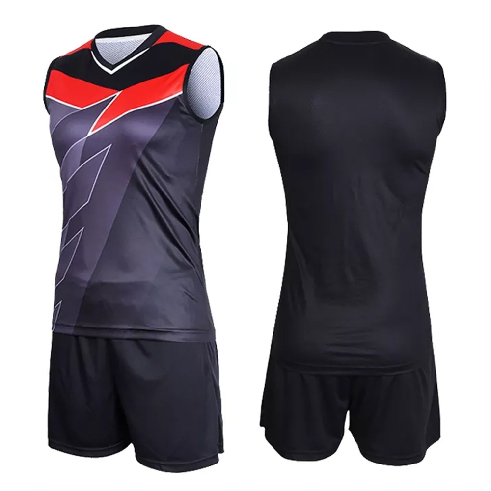 Volleyball uniform set laid flat showing front and back side